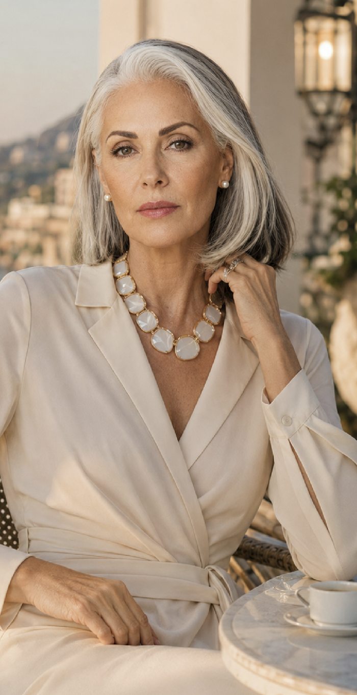 Sleek silver gray bob