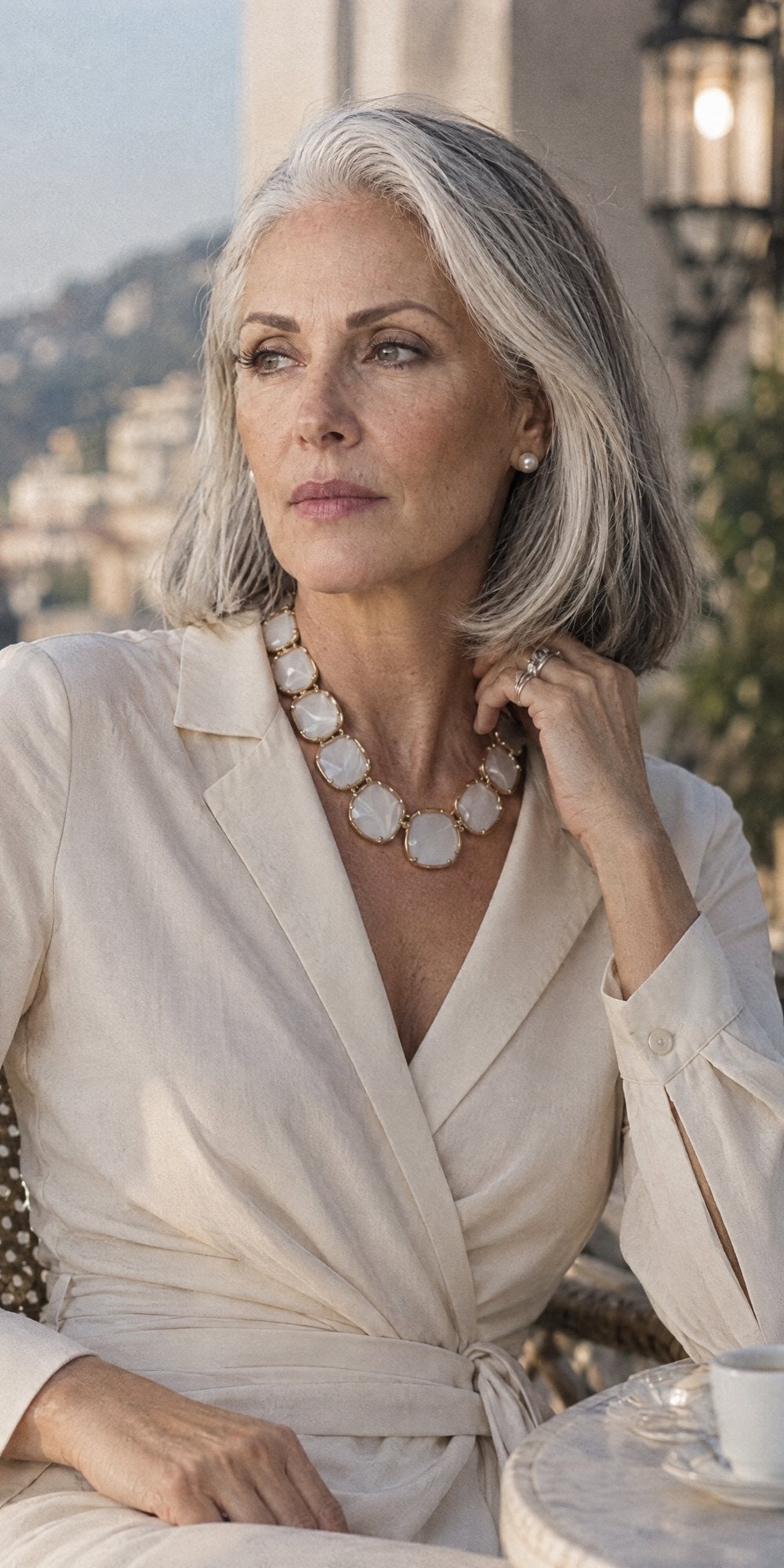 Sleek silver gray bob